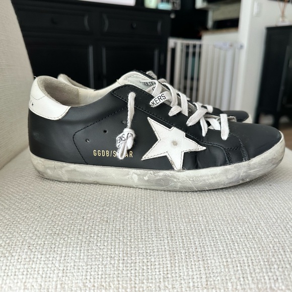 Golden Goose Black and White Super-Star Sneakers - Picture 1 of 12